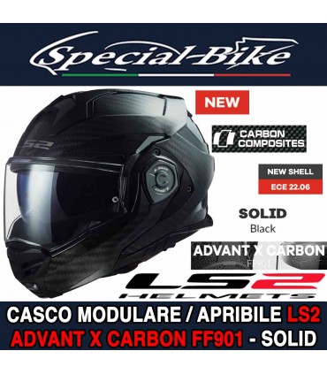 Casco Modulare LS2 ADVANT X CARBON FF901 SOLID Matt Carbonio Opaco