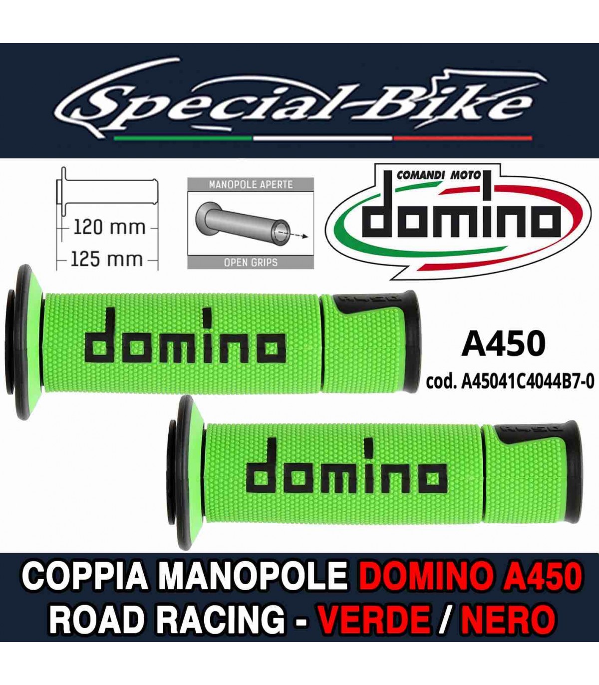 A450 COPPIA MANOPOLE NERO / BLU RACING DOMINO UNIVERSALI