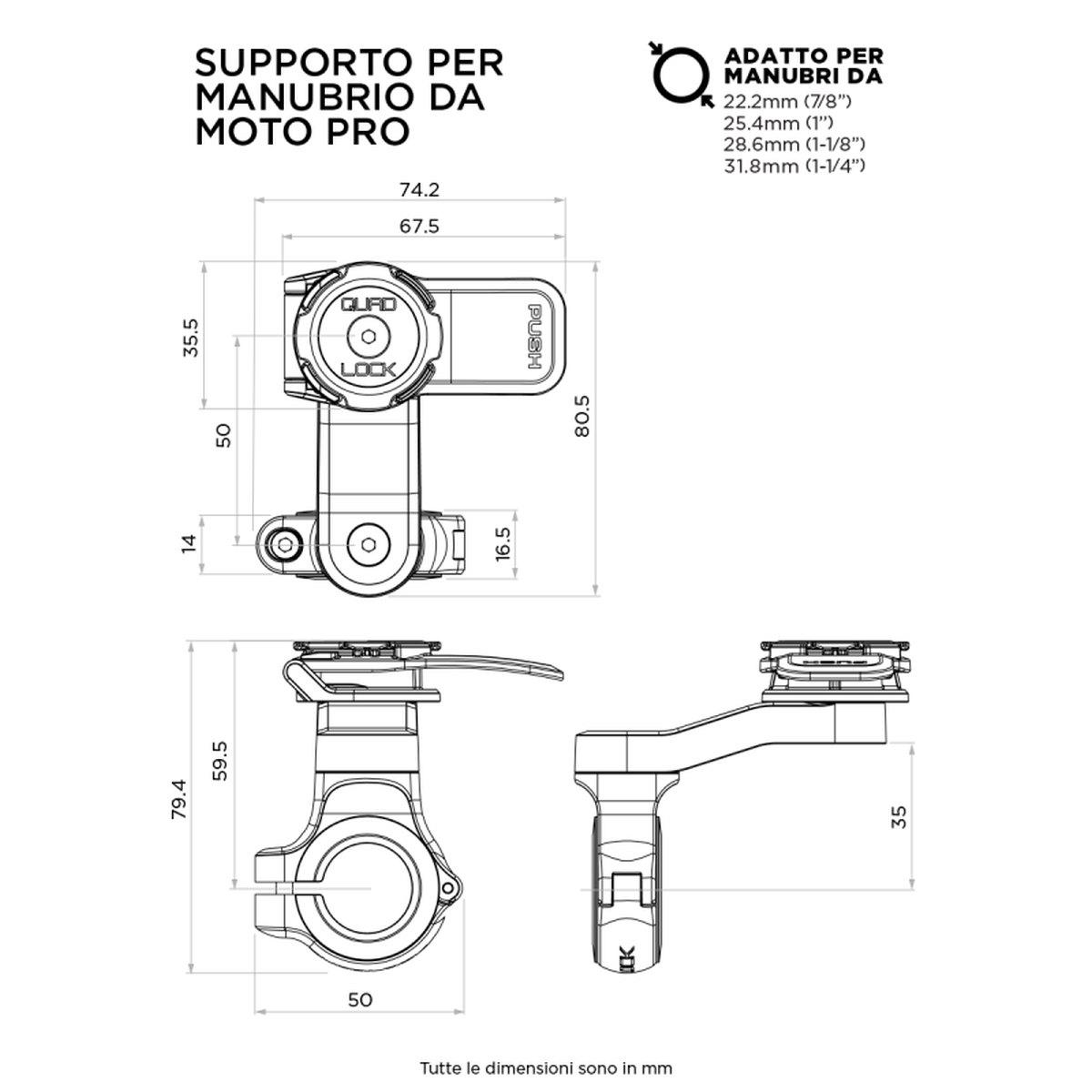 Quadl motorcycle handlebar mount (v2)