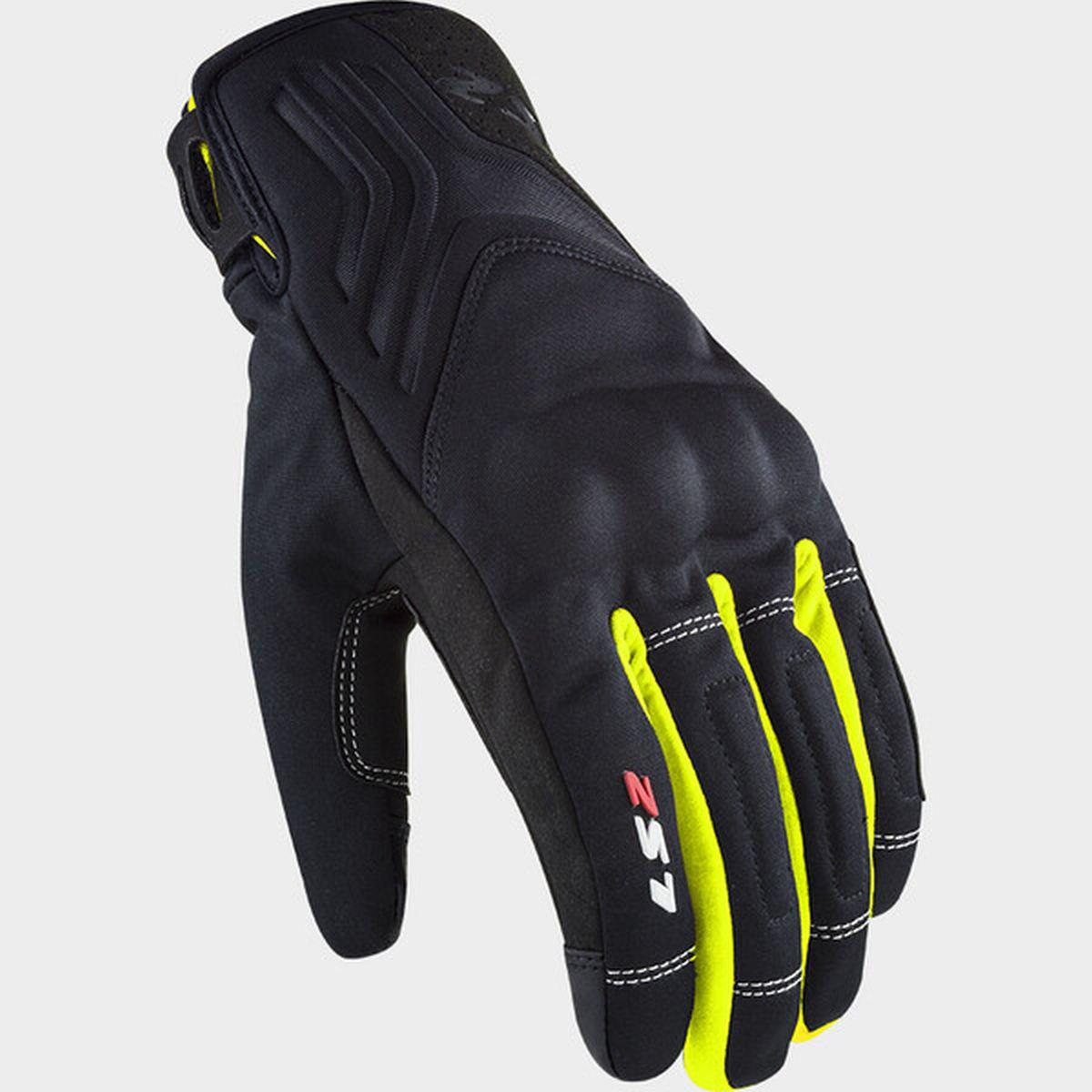 Ls2 jet 2 man gloves black h-v yellow