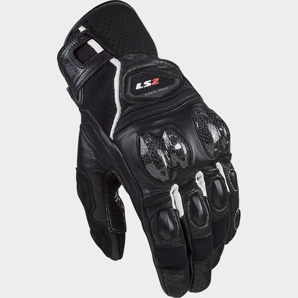 Ls2 spark 2 leather man gloves black white