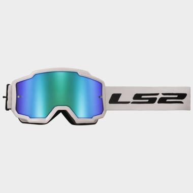 Ls2 charger goggle white with h-v green irid.visor